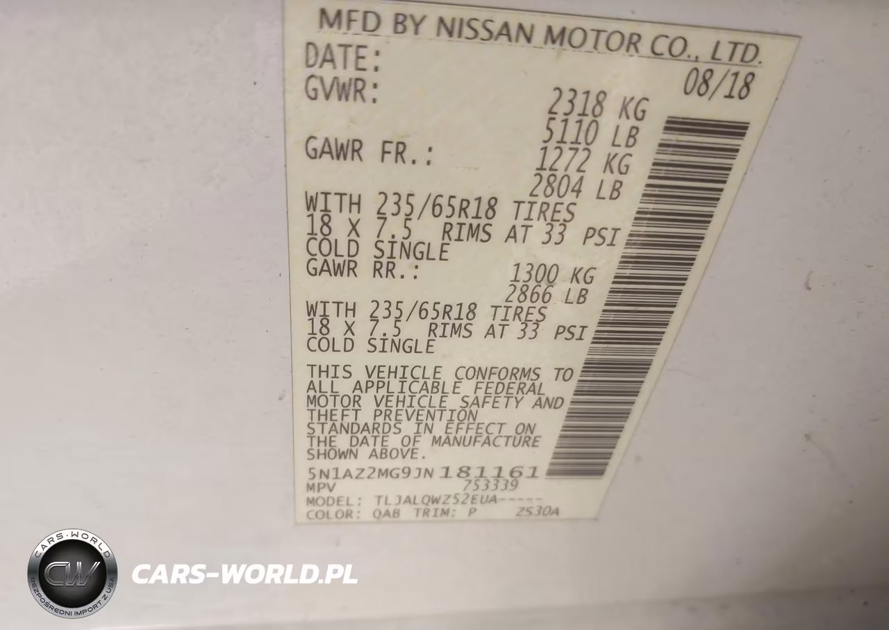 2018 Nissan Murano Sv VIN:5N1AZ2MG9JN181161 - 9