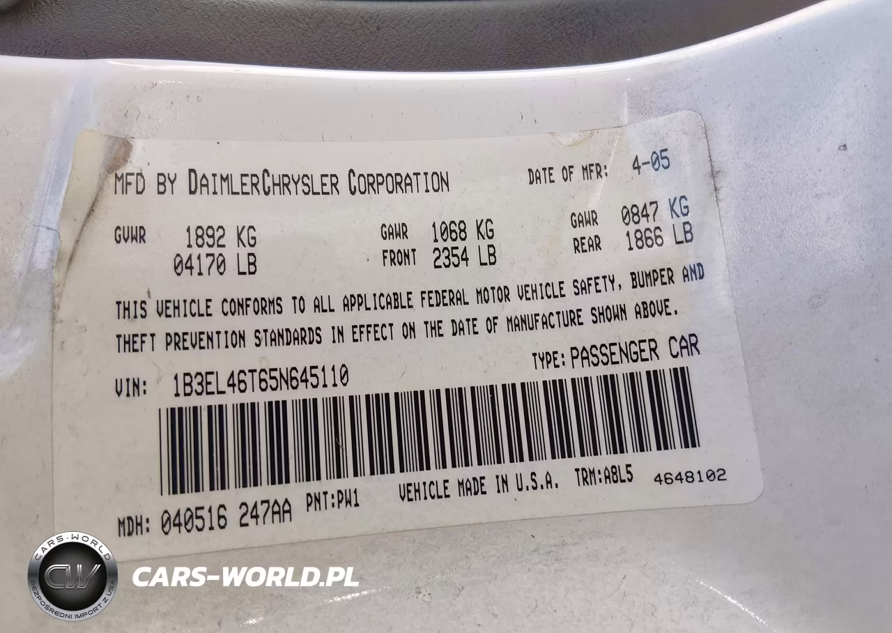 2005 Dodge Stratus Sxt VIN:1B3EL46T65N645110 - 9