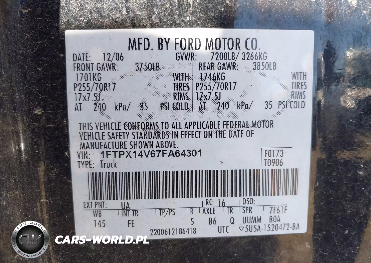 2007 Ford F-150 Fx4-Lariat-Xl-Xlt VIN:1FTPX14V67FA64301 - 9