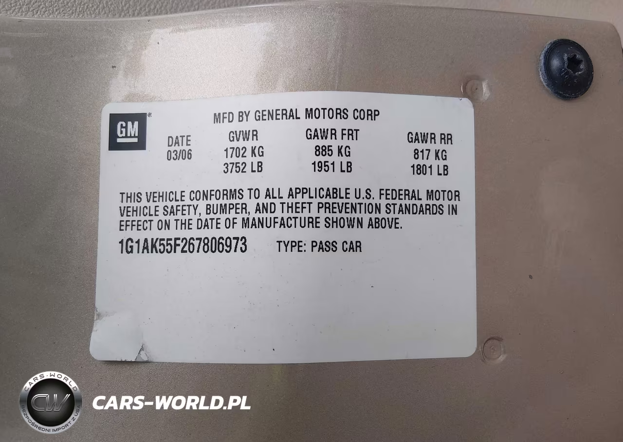 2006 Chevrolet Cobalt Ls VIN:1G1AK55F267806973 - 9
