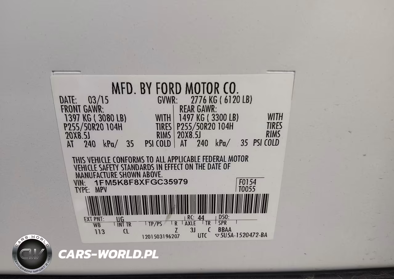 2015 Ford Explorer Limited VIN:1FM5K8F8XFGC35979 - 9