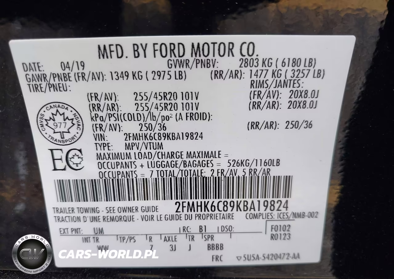 2019 Ford Flex Sel VIN:2FMHK6C89KBA19824 - 9