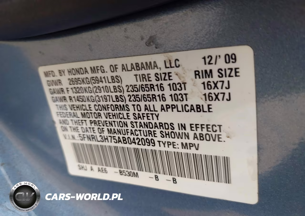 2010 Honda Odyssey Ex-L VIN:5FNRL3H75AB042099 - 9