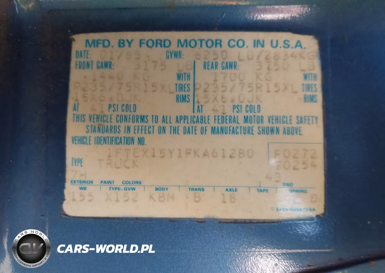 1985 Ford F150 VIN:1FTEX15Y1FKA61280 - 9