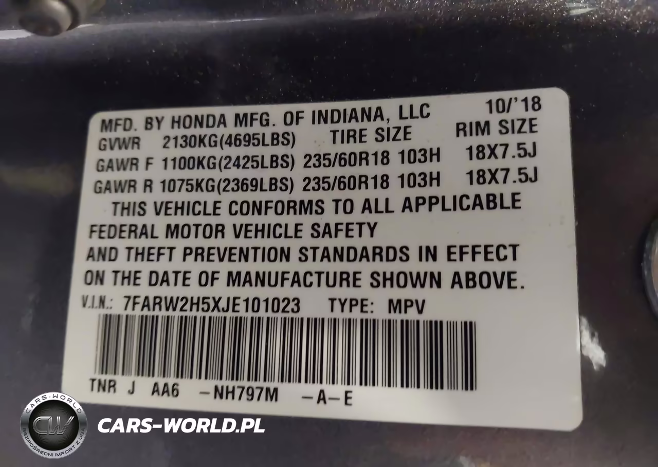2018 Honda Cr-V Ex VIN:7FARW2H5XJE101023 - 9