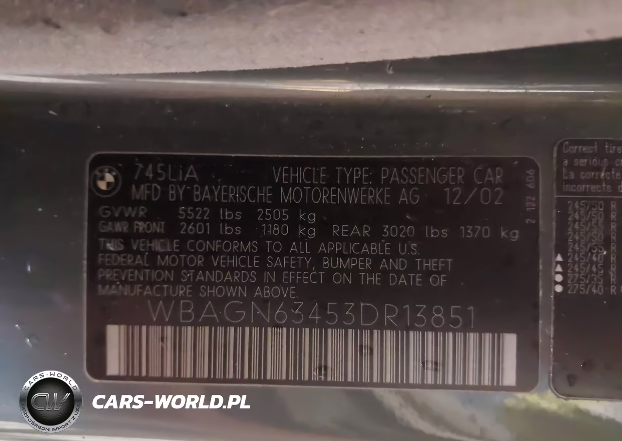2003 BMW 7 Series 745Li VIN:WBAGN63453DR13851 - 9