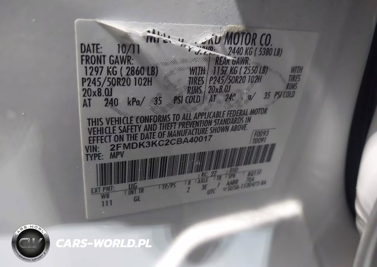2012 Ford Edge Limited VIN:2FMDK3KC2CBA40017 - 9