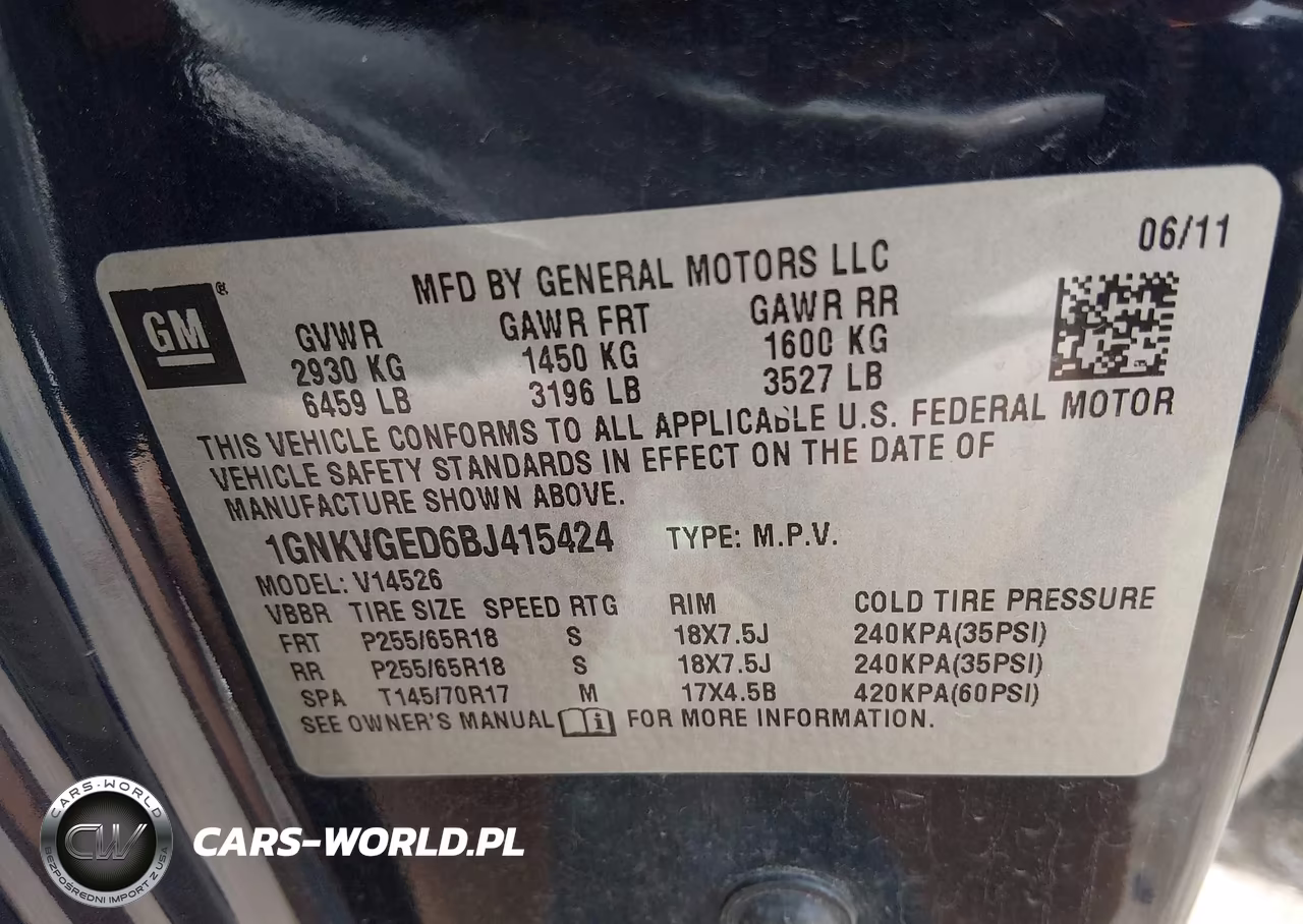 2011 Chevrolet Traverse 1Lt VIN:1GNKVGED6BJ415424 - 9