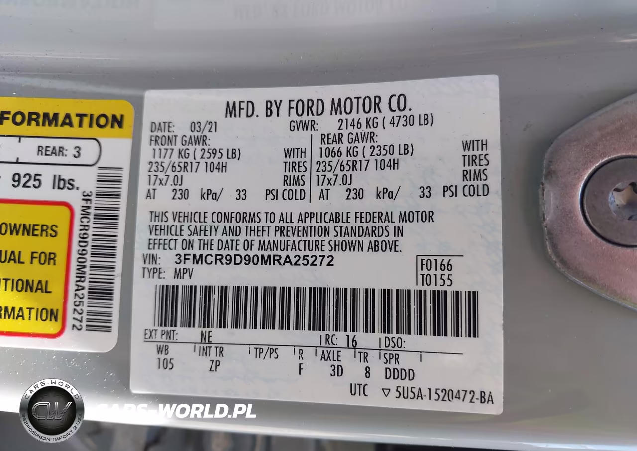 2021 Ford Bronco Sport Badlands VIN:3FMCR9D90MRA25272 - 9