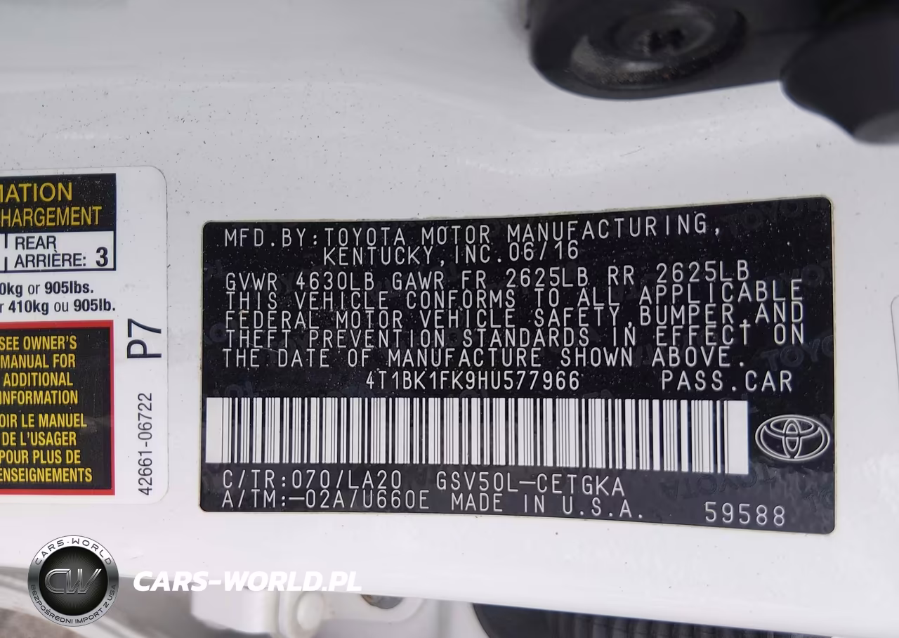 2017 Toyota Camry Xle V6 VIN:4T1BK1FK9HU577966 - 9