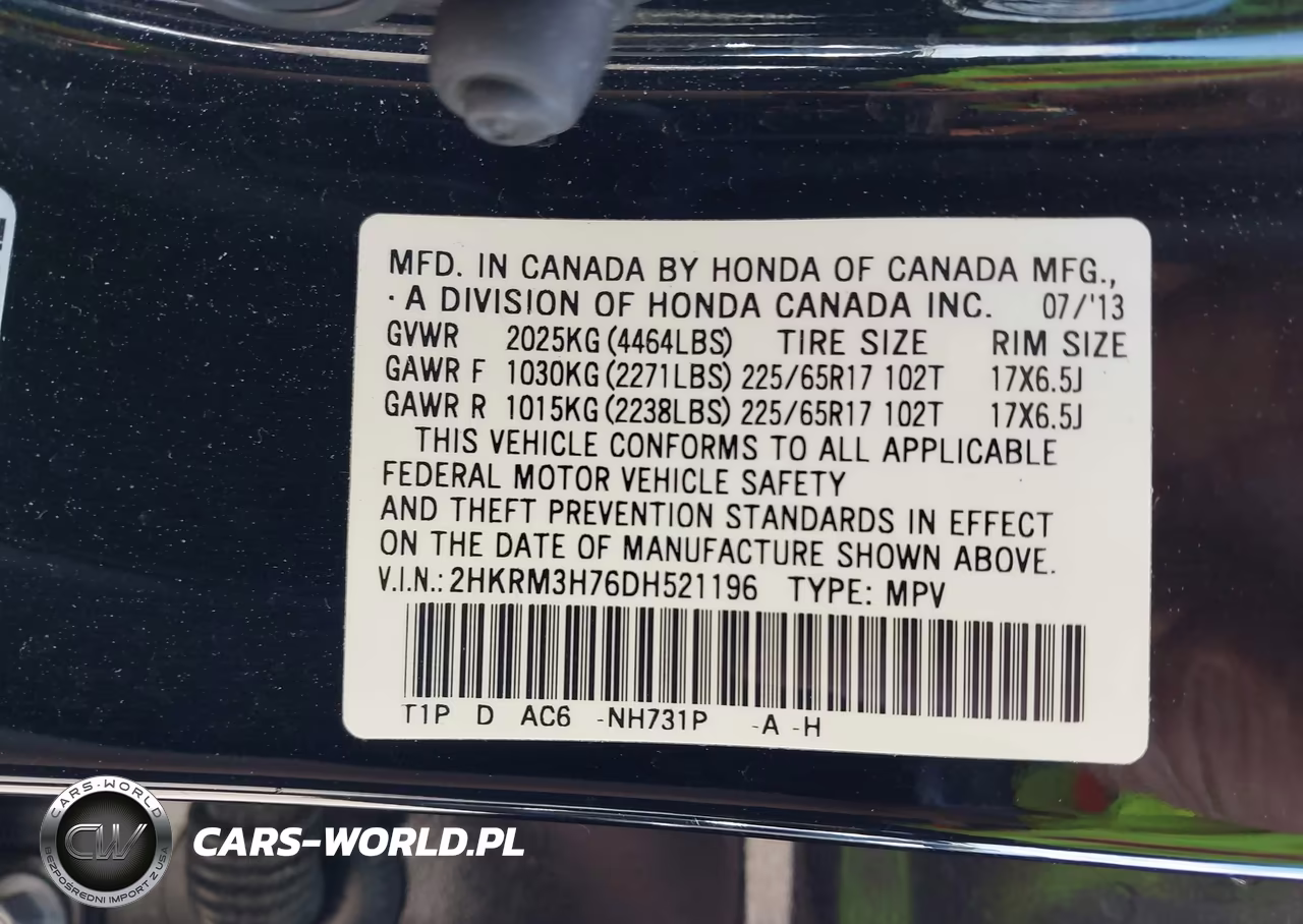 2013 Honda Cr-V Ex-L VIN:2HKRM3H76DH521196 - 9