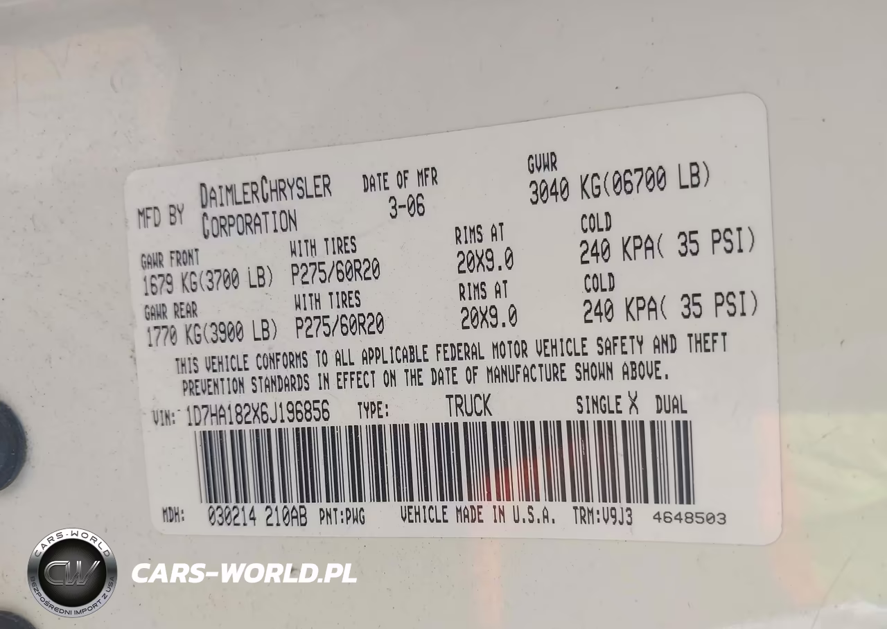 2006 Dodge Ram 1500 Slt VIN:1D7HA182X6J196856 - 9