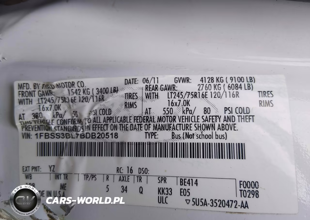 2011 Ford E-350 Super Duty Xl-Xlt VIN:1FBSS3BL7BDB20518 - 9