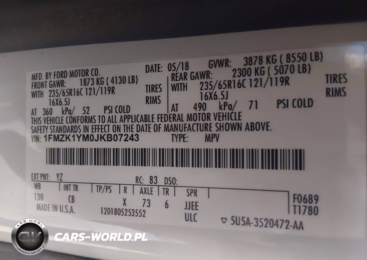2018 Ford Transit-150 Xl-Xlt VIN:1FMZK1YM0JKB07243 - 9