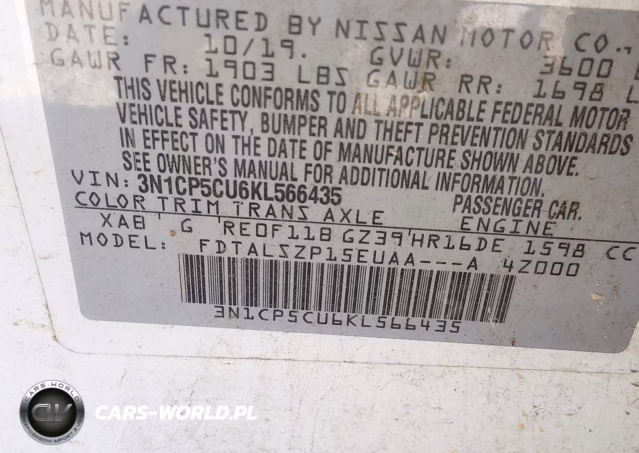 2019 Nissan Kicks Sv VIN:3N1CP5CU6KL566435 - 9