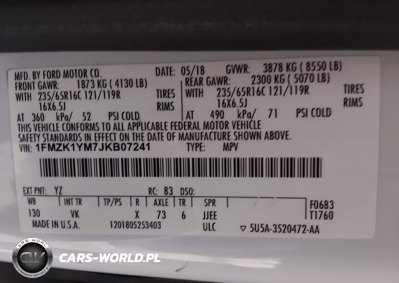 2018 Ford Transit-150 Xl-Xlt VIN:1FMZK1YM7JKB07241 - 9