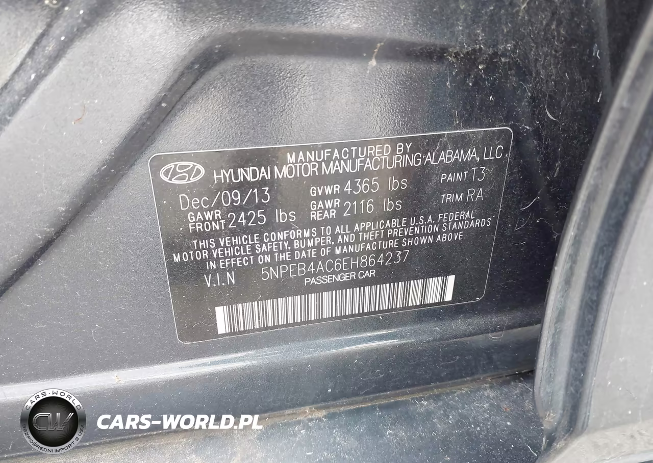 2014 Hyundai Sonata Gls VIN:5NPEB4AC6EH864237 - 9