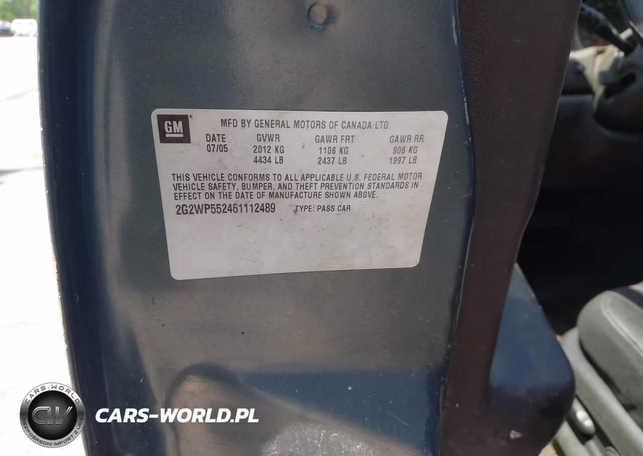2006 Pontiac Grand Prix VIN:2G2WP552461112489 - 9