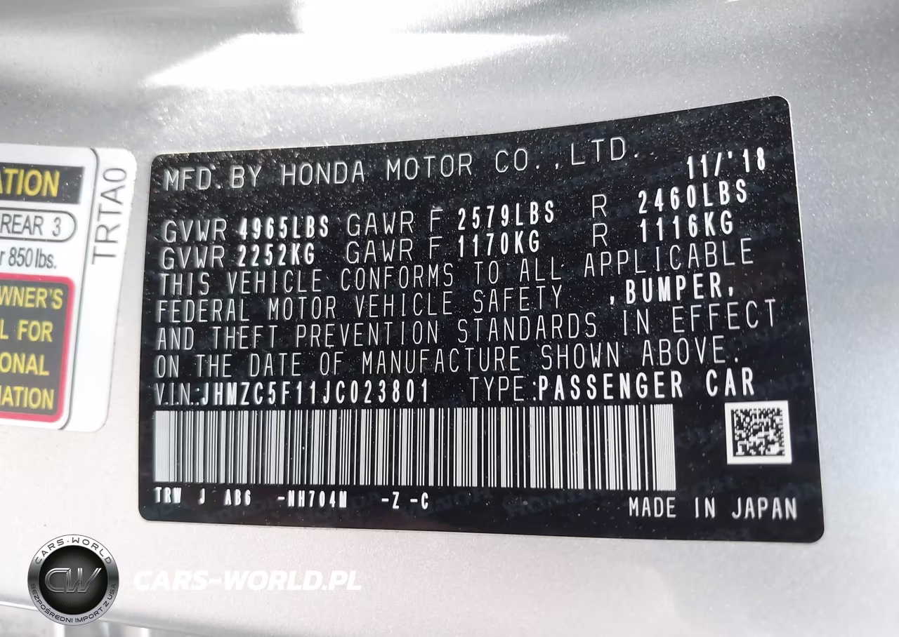 2018 Honda Clarity Plug-In Hybrid VIN:JHMZC5F11JC023801 - 9