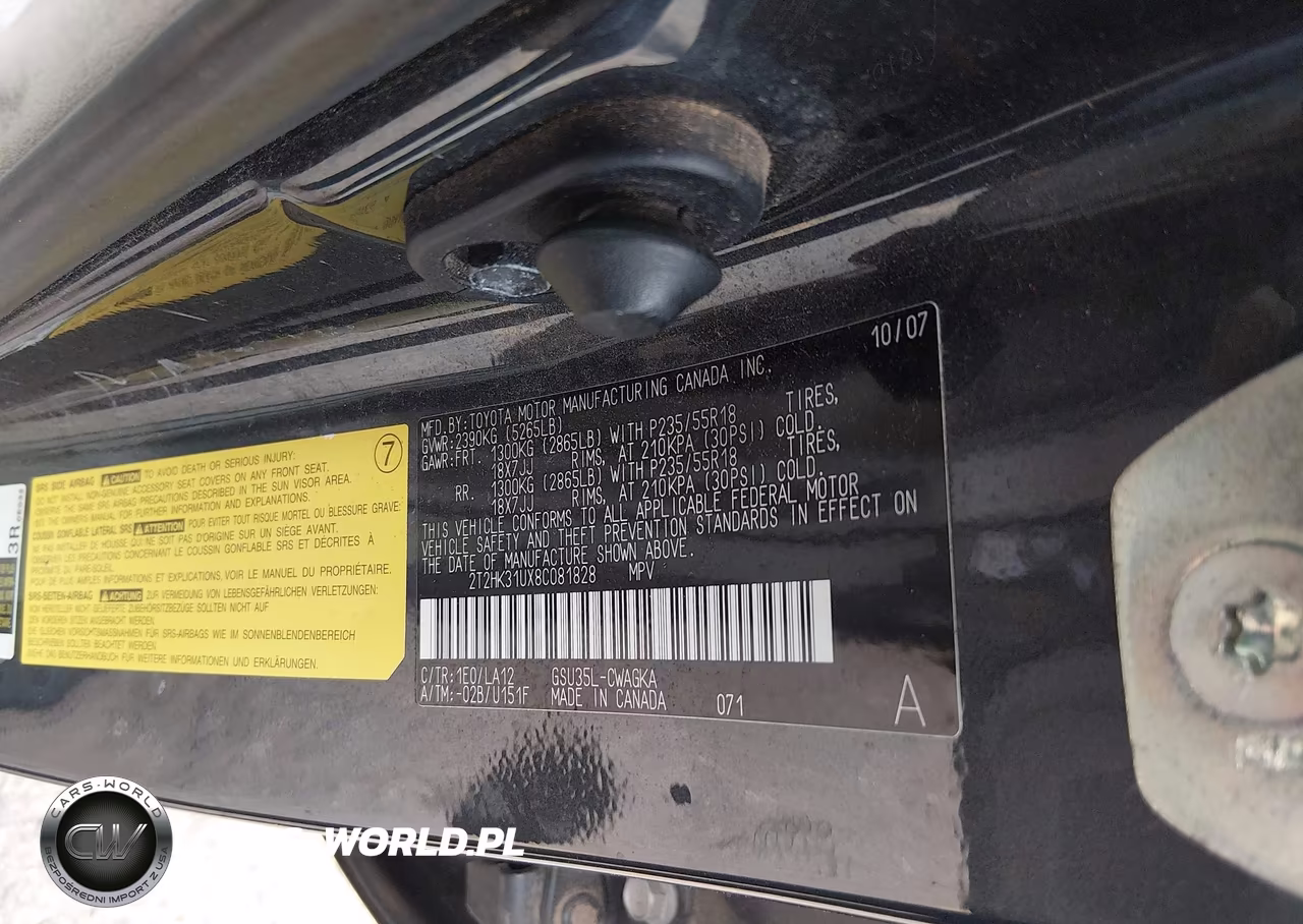 2008 Lexus Rx 350 VIN:2T2HK31UX8C081828 - 9