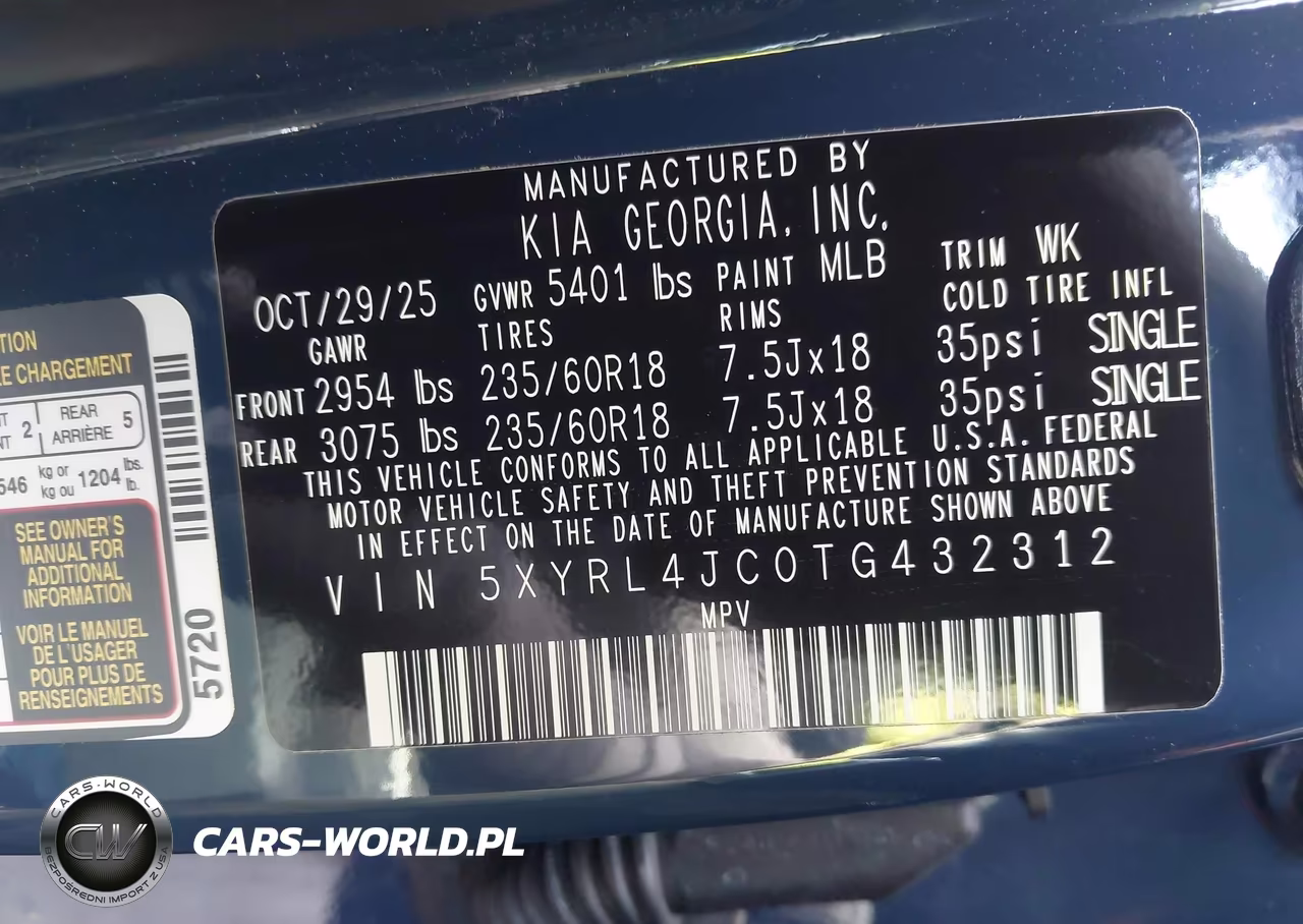 2026 Kia Sorento S VIN:5XYRL4JC0TG432312 - 9
