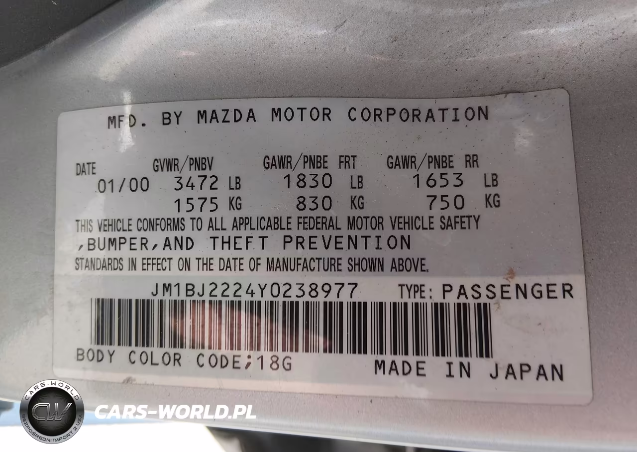 2000 Mazda Protege Dx-Lx VIN:JM1BJ2224Y0238977 - 9