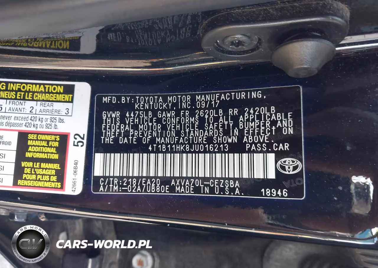 2018 Toyota Camry Se VIN:4T1B11HK8JU016213 - 9