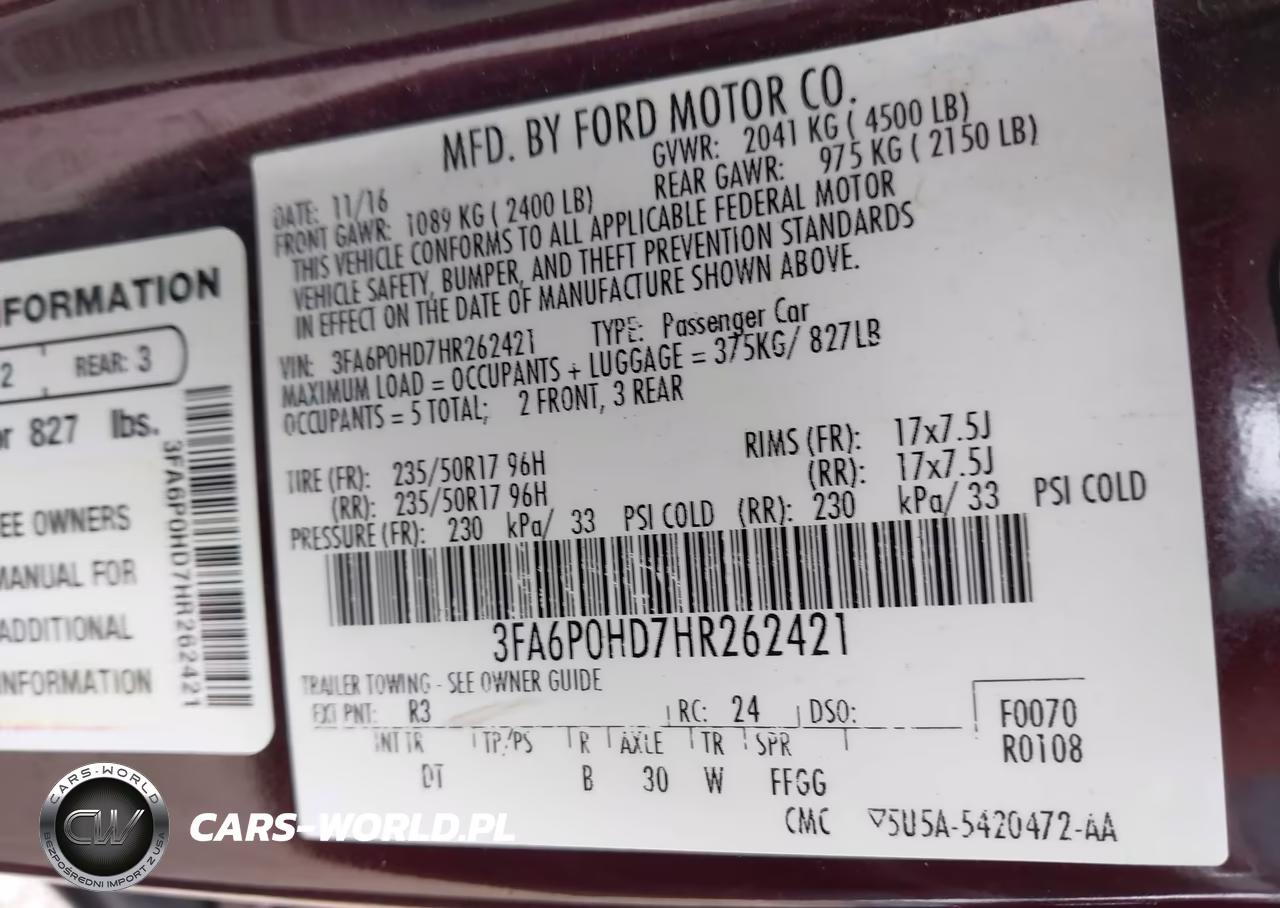 2017 Ford Fusion Se VIN:3FA6P0HD7HR262421 - 9