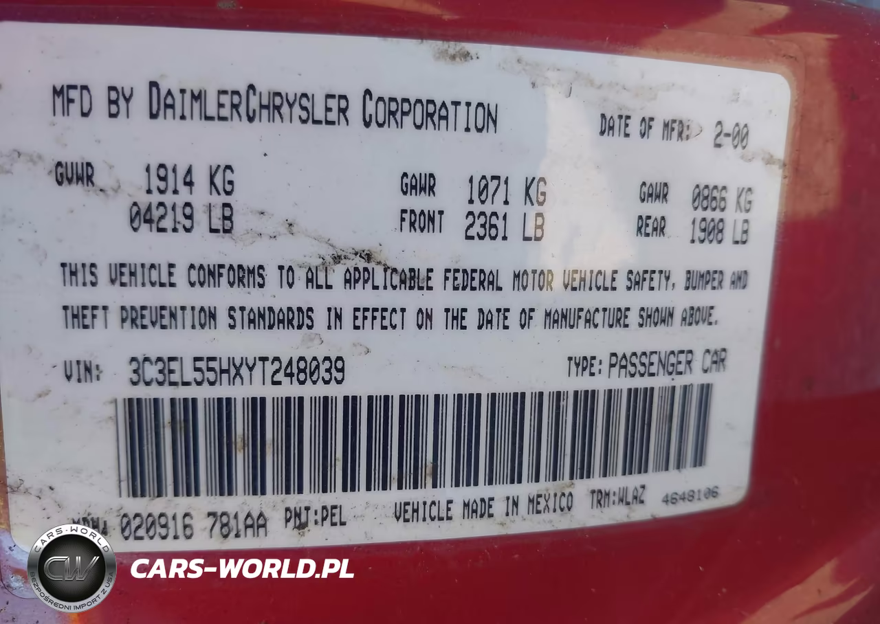 2000 Chrysler Sebring Jxi VIN:3C3EL55HXYT248039 - 9
