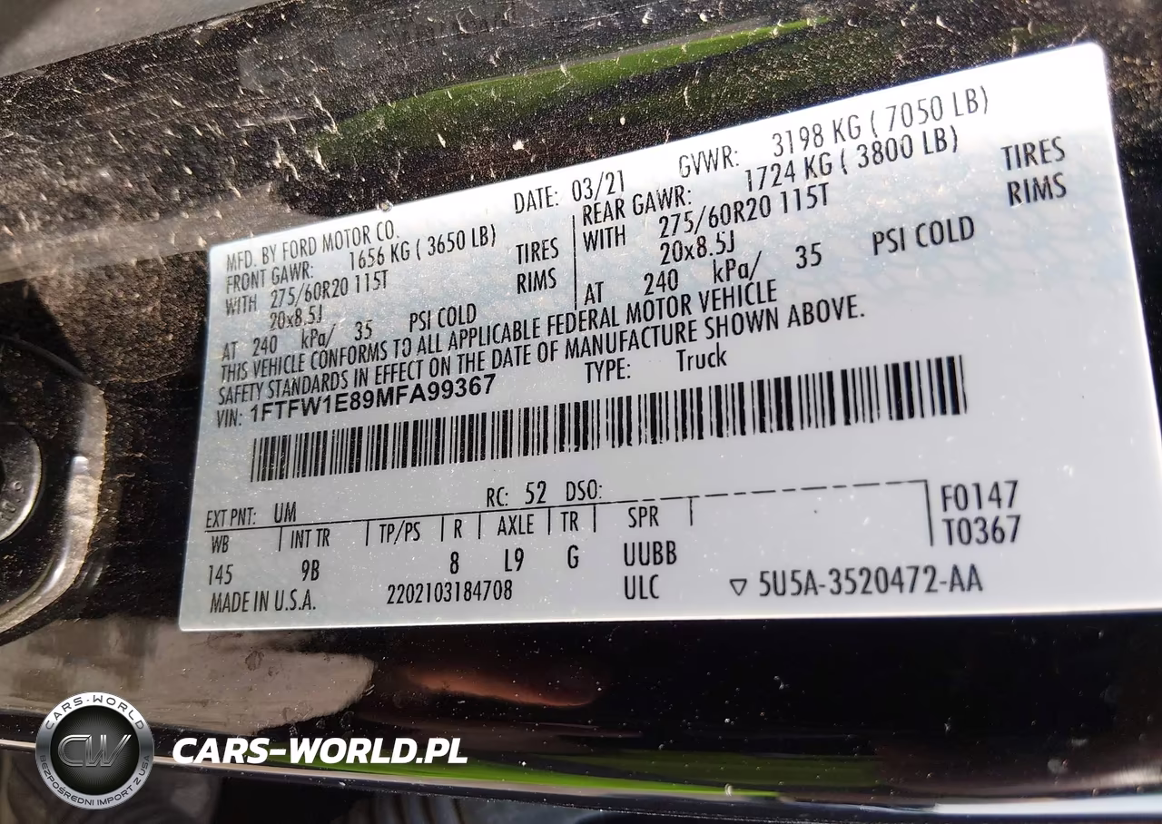 2021 Ford F-150 Platinum VIN:1FTFW1E89MFA99367 - 9