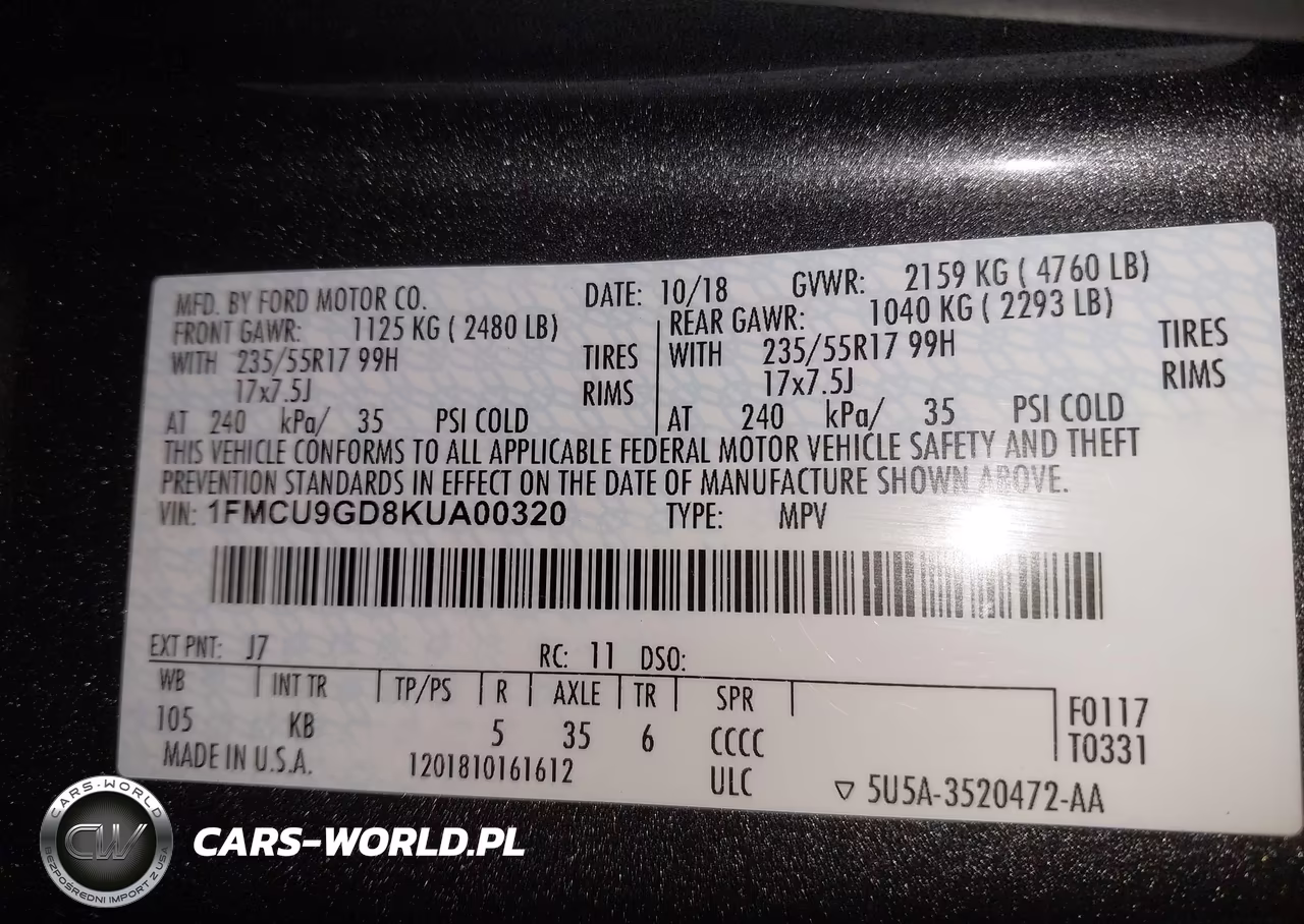 2019 Ford Escape Se VIN:1FMCU9GD8KUA00320 - 9