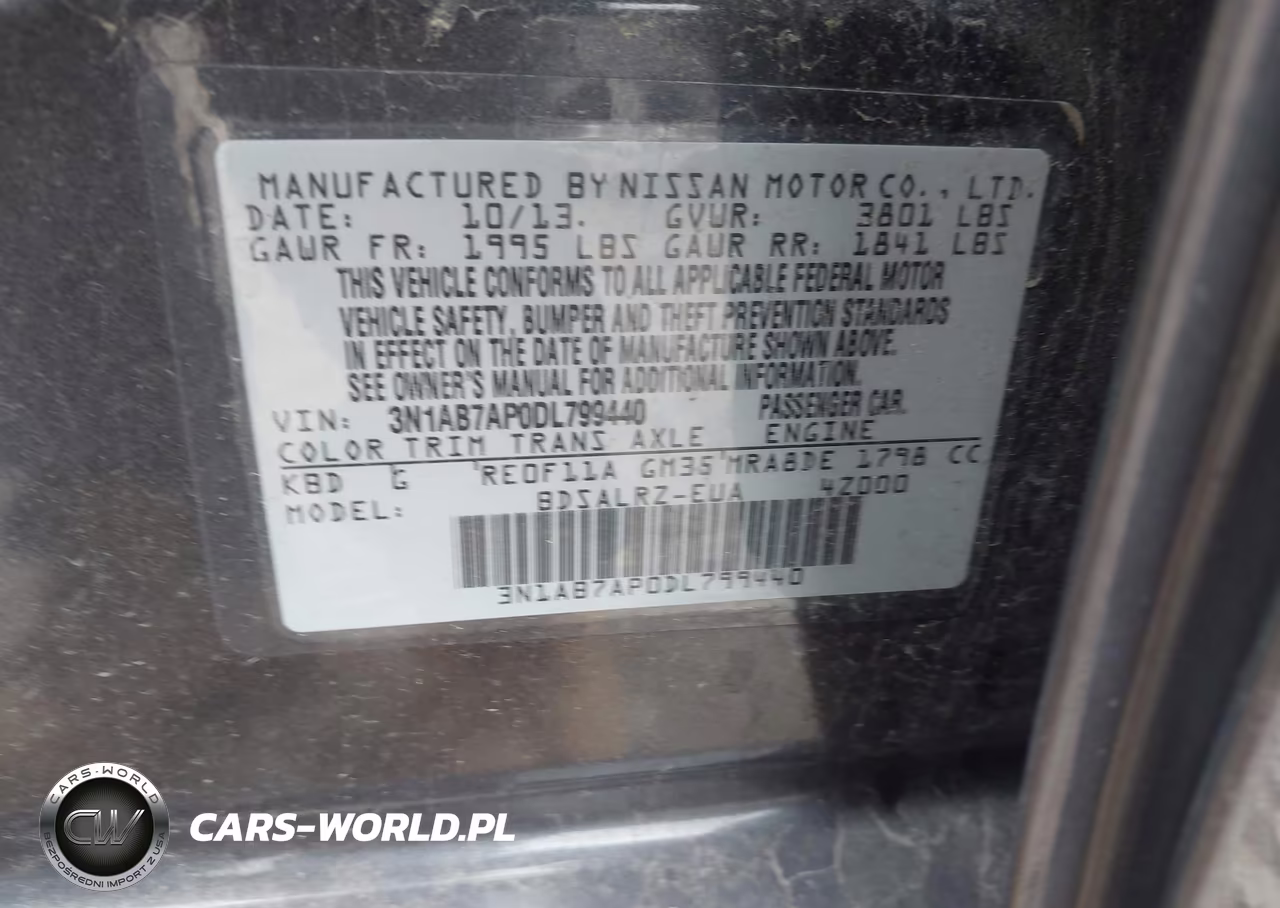 2013 Nissan Sentra Sr VIN:3N1AB7AP0DL799440 - 9