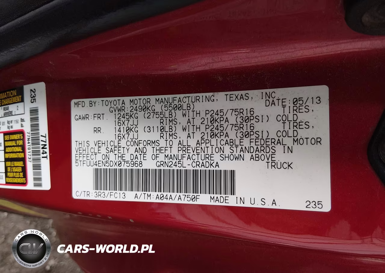 2013 Toyota Tacoma Base V6 VIN:5TFUU4EN5DX075968 - 9