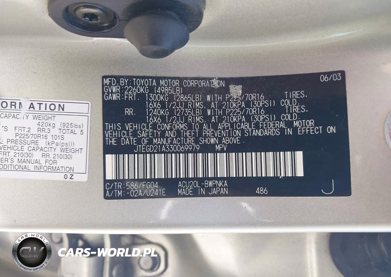 2003 Toyota Highlander VIN:JTEGD21A330069979 - 9
