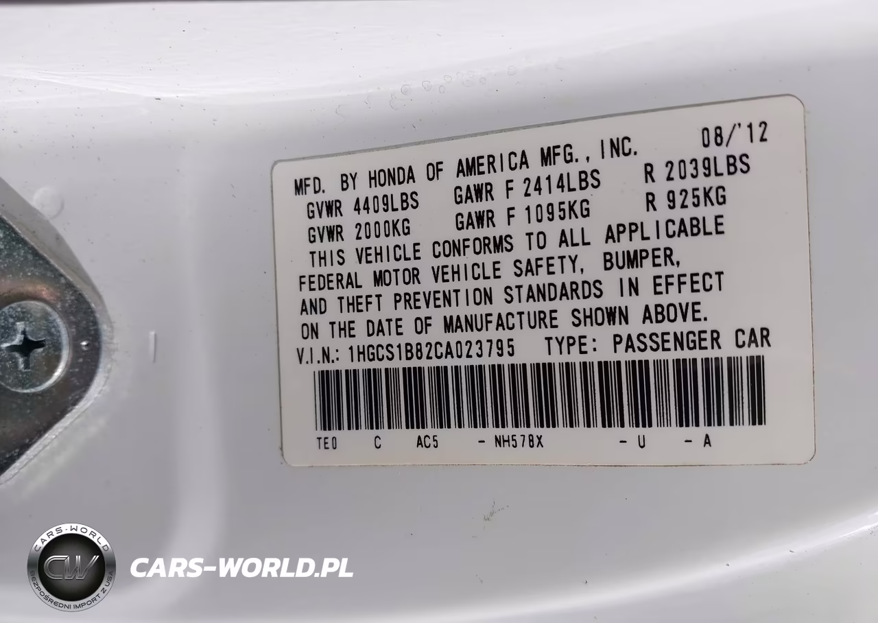 2012 Honda Accord 2.4 Ex-L VIN:1HGCS1B82CA023795 - 9