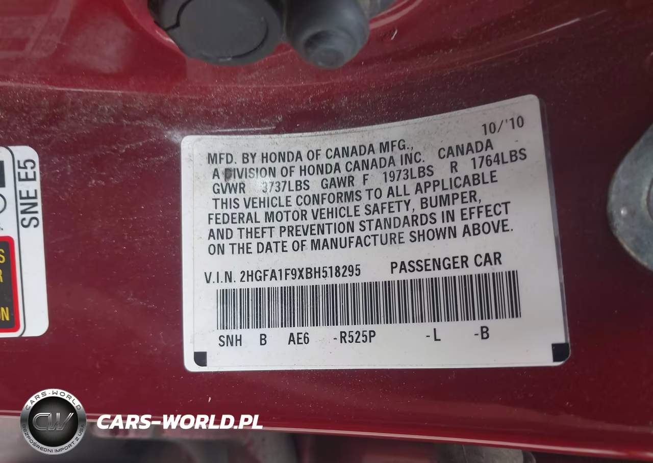 2011 Honda Civic Ex-L VIN:2HGFA1F9XBH518295 - 9