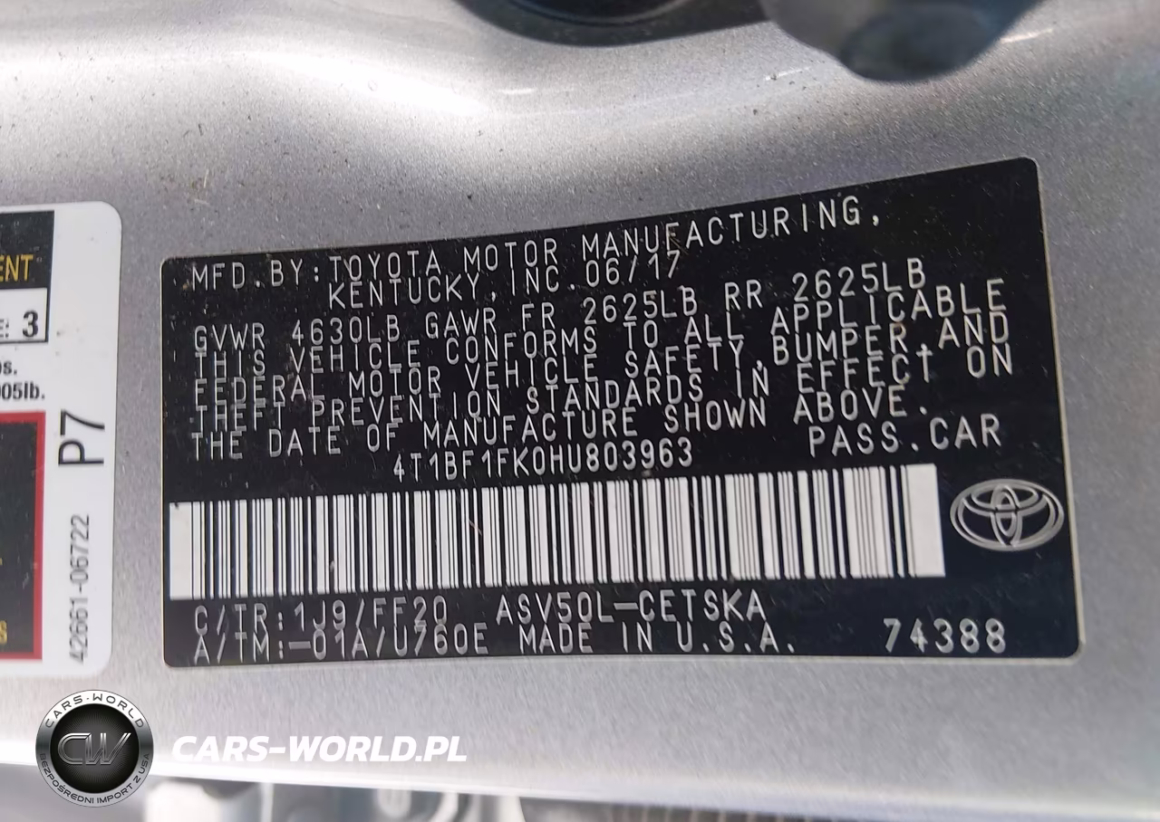 2017 Toyota Camry Se VIN:4T1BF1FK0HU803963 - 9