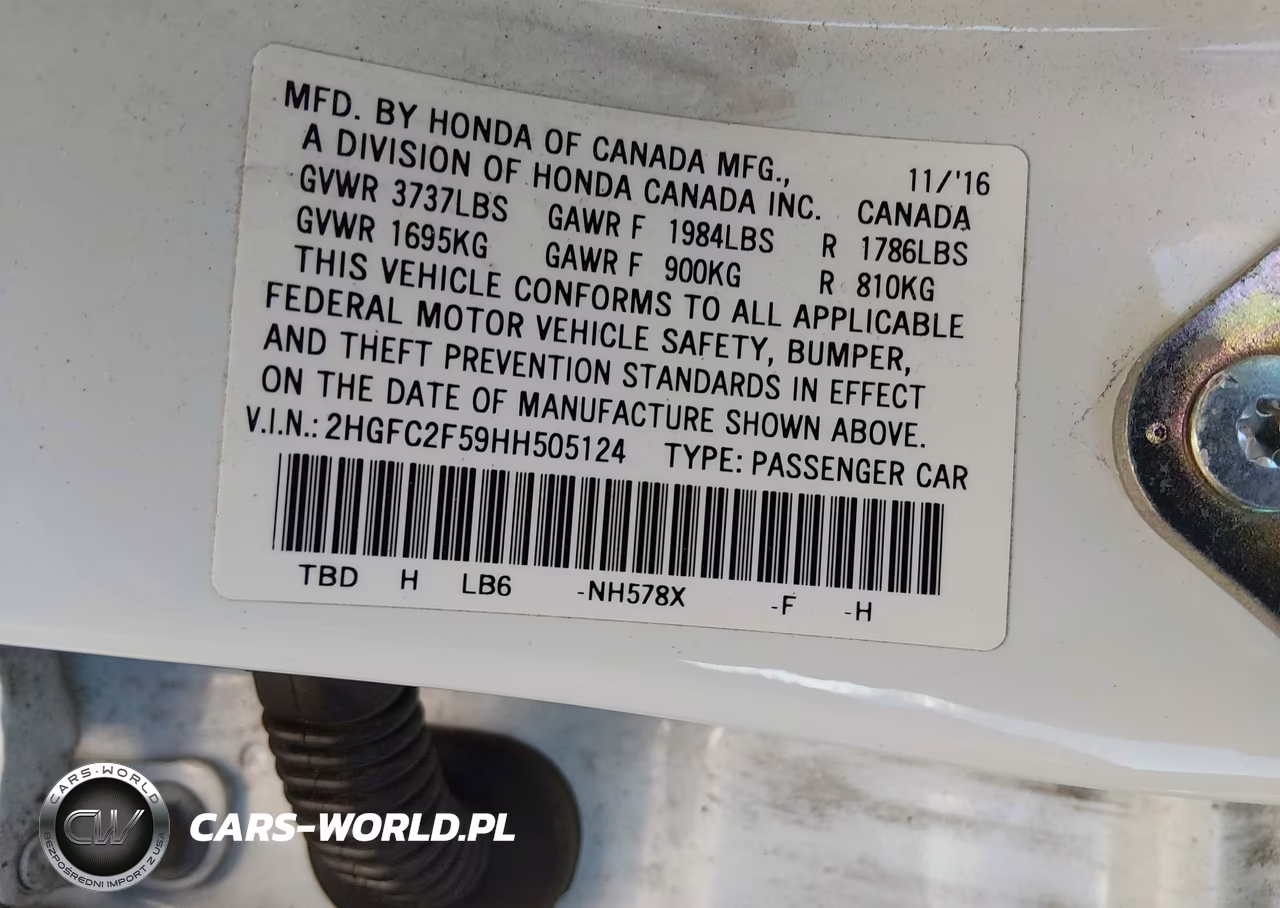 2017 Honda Civic Lx VIN:2HGFC2F59HH505124 - 9