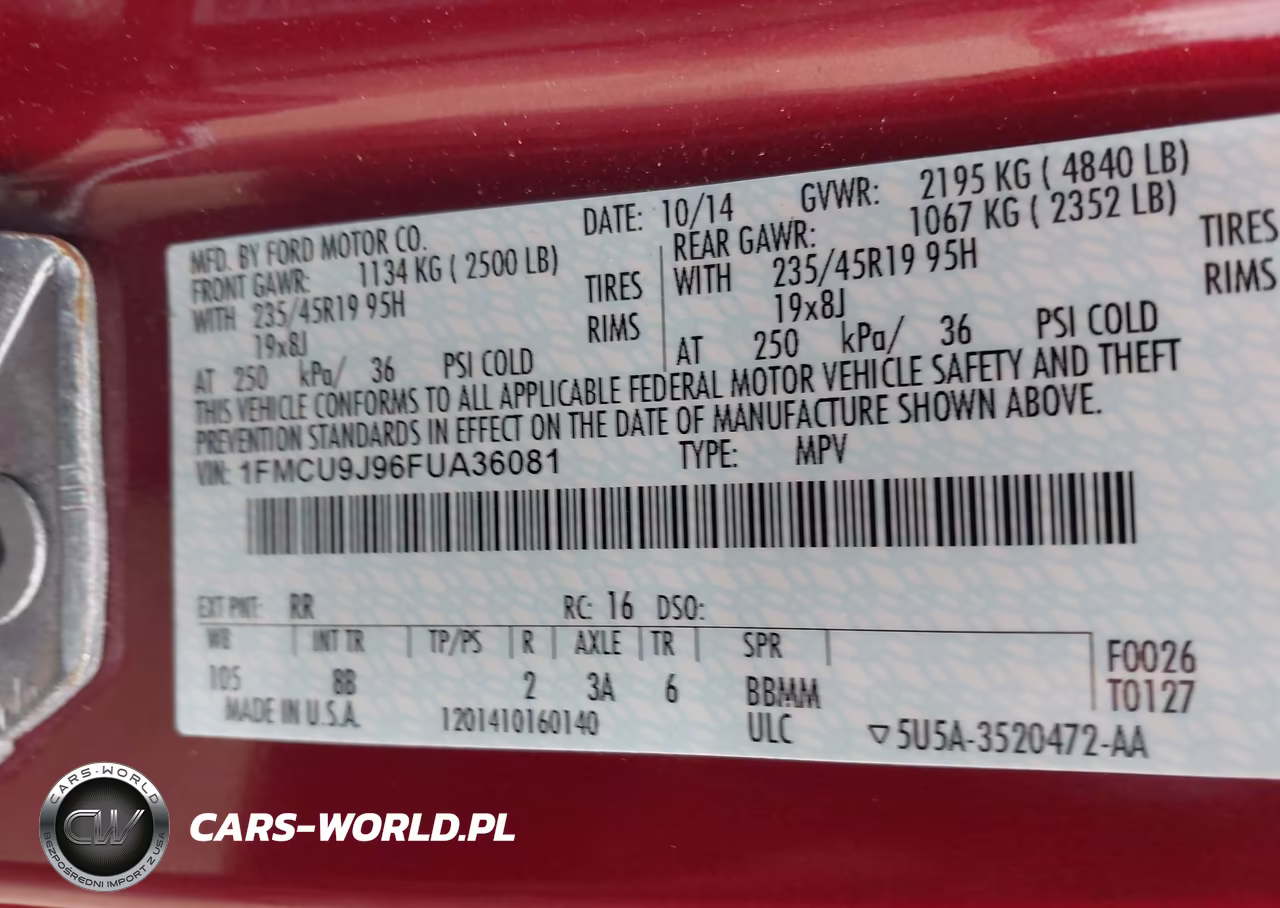 2015 Ford Escape Titanium VIN:1FMCU9J96FUA36081 - 9