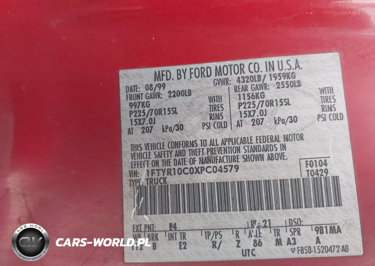 1999 Ford Ranger Xl-Xlt VIN:1FTYR10C0XPC04579 - 9