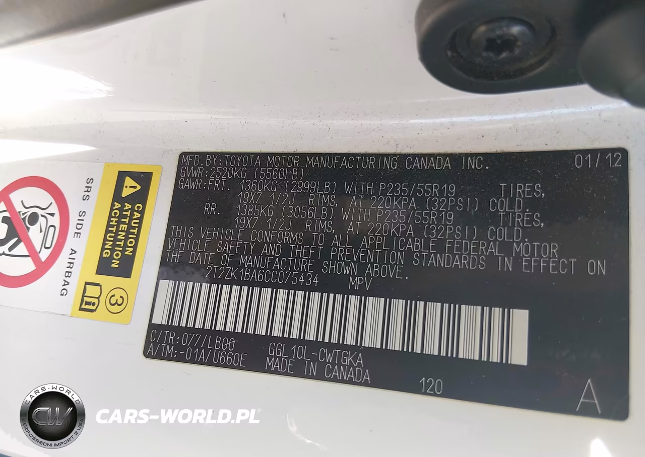 2012 Lexus Rx 350 VIN:2T2ZK1BA6CC075434 - 9
