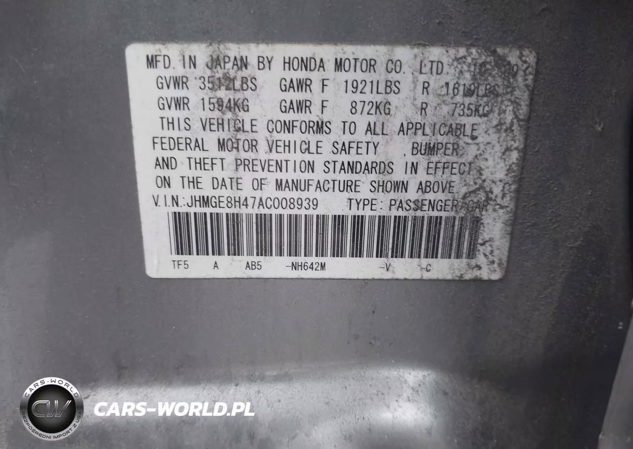 2010 Honda Fit Sport VIN:JHMGE8H47AC008939 - 9