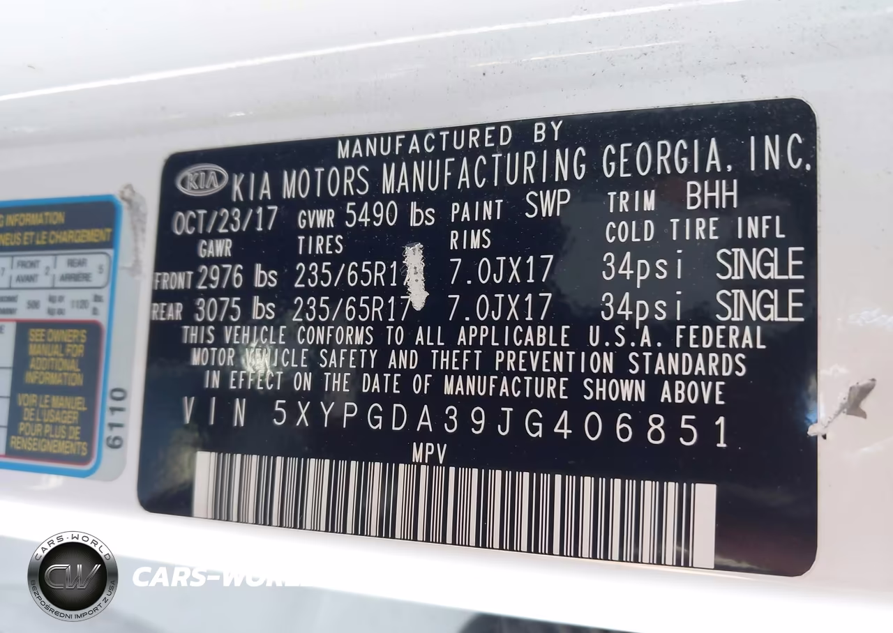 2018 Kia Sorento 2.4L Lx VIN:5XYPGDA39JG406851 - 9