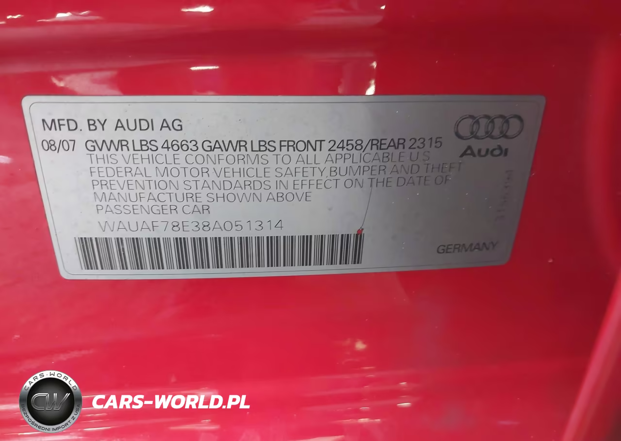 2008 Audi A4 VIN:WAUAF78E38A051314 - 9