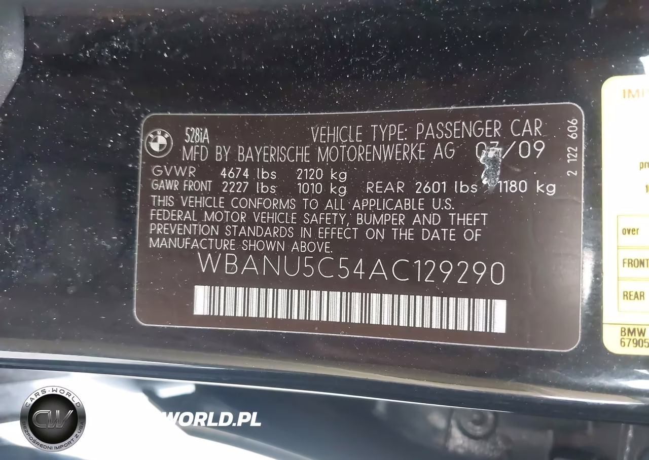 2010 BMW 528I VIN:WBANU5C54AC129290 - 9