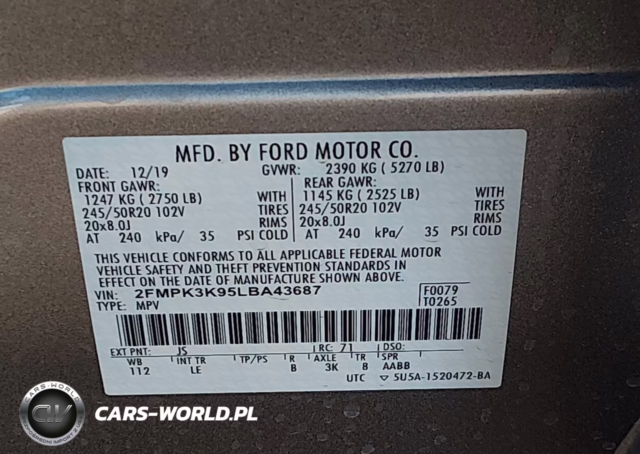 2020 Ford Edge Titanium VIN:2FMPK3K95LBA43687 - 9