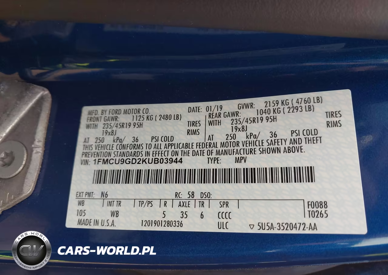 2019 Ford Escape Se VIN:1FMCU9GD2KUB03944 - 9