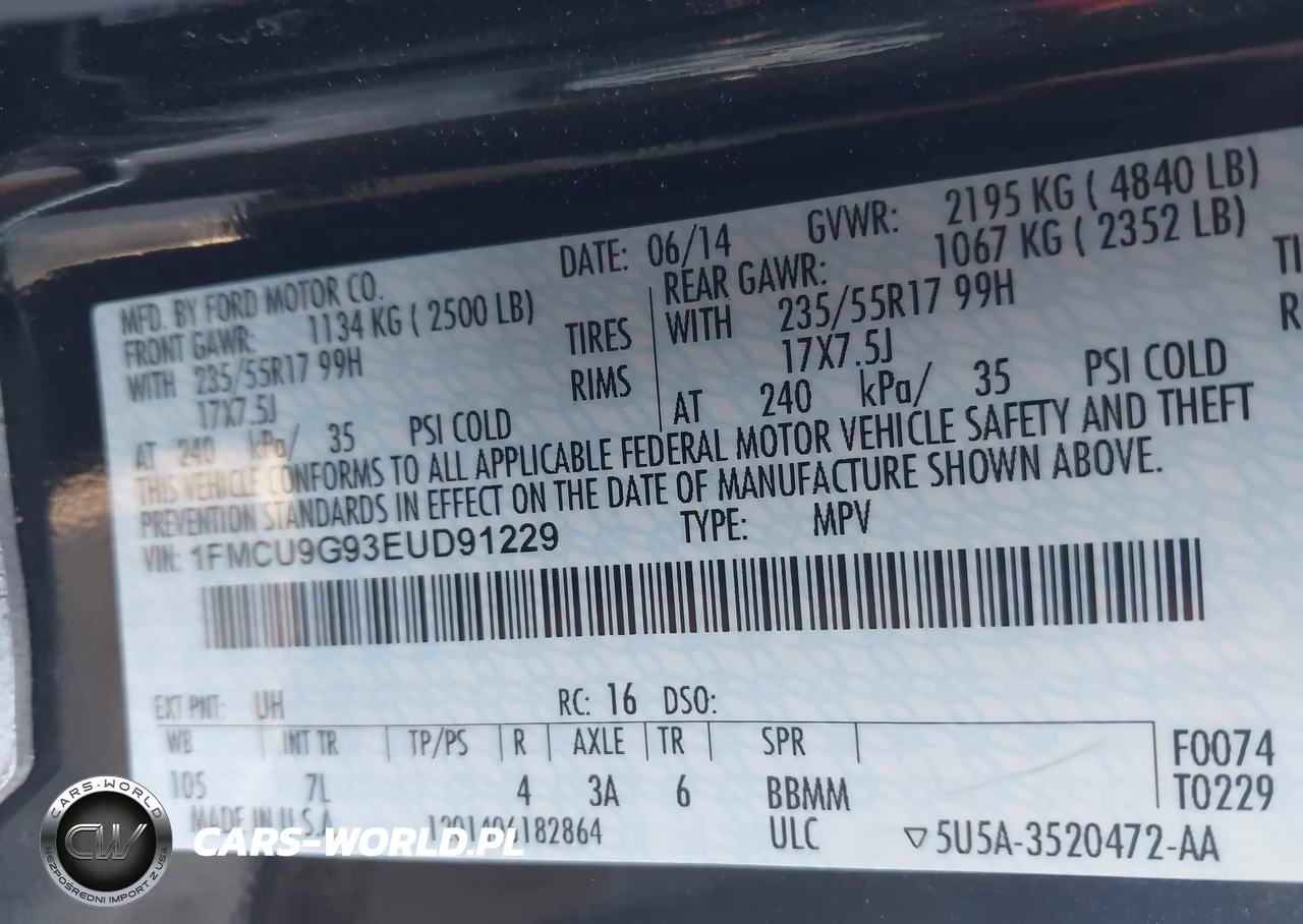 2014 Ford Escape Se VIN:1FMCU9G93EUD91229 - 9