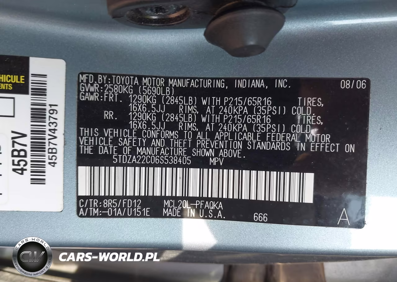 2006 Toyota Sienna Xle VIN:5TDZA22C06S538405 - 9