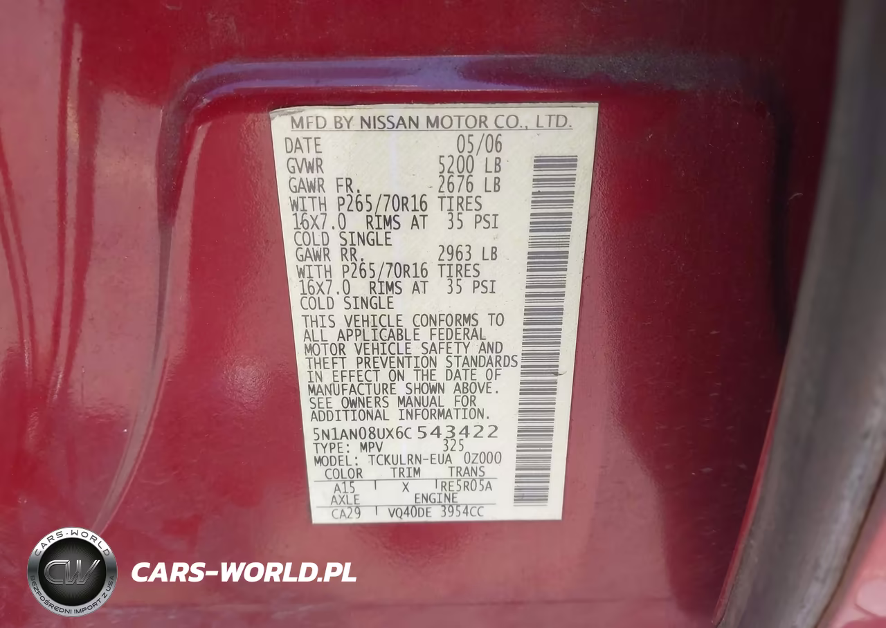 2006 Nissan Xterra S VIN:5N1AN08UX6C543422 - 9